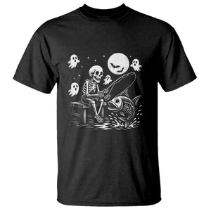 Halloween Skeleton Fishing T Shirt Funny Fisherman Gift TS12 Black Print Your Wear