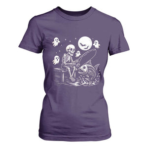 Halloween Skeleton Fishing T Shirt For Women Funny Fisherman Gift TS12 Purple Print Your Wear
