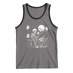 Halloween Skeleton Fishing Tank Top Funny Fisherman Gift TS12 Deep Heather Black Print Your Wear
