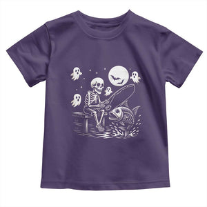 Halloween Skeleton Fishing Toddler T Shirt Funny Fisherman Gift TS12 Purple Print Your Wear