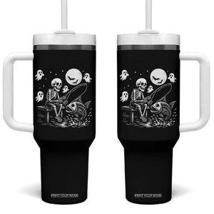 Halloween Skeleton Fishing Tumbler With Handle Funny Fisherman Gift TS12 One Size: 40 oz Black Print Your Wear