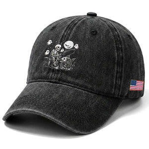 Halloween Skeleton Fishing Washed Cotton Baseball Cap Funny Fisherman Gift TS12 Print Your Wear