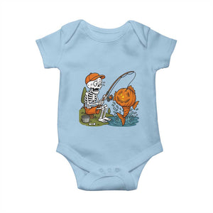 Halloween Fishing Lover Baby Onesie Skeleton Humor Gift TS12 Light Blue Print Your Wear