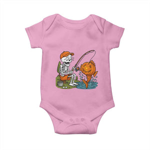 Halloween Fishing Lover Baby Onesie Skeleton Humor Gift TS12 Light Pink Print Your Wear