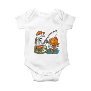 Halloween Fishing Lover Baby Onesie Skeleton Humor Gift TS12 White Print Your Wear