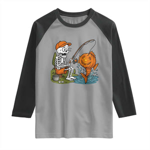 Halloween Fishing Lover Raglan Shirt Skeleton Humor Gift TS12 Sport Gray Black Print Your Wear