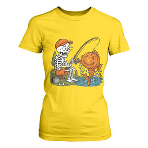 Halloween Fishing Lover T Shirt For Women Skeleton Humor Gift TS12 Daisy Print Your Wear