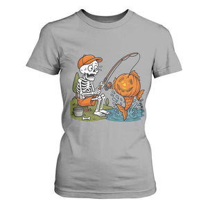 Halloween Fishing Lover T Shirt For Women Skeleton Humor Gift TS12 Sport Gray Print Your Wear