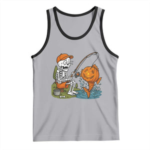 Halloween Fishing Lover Tank Top Skeleton Humor Gift TS12 Athletic Heather Black Print Your Wear