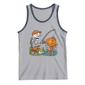 Halloween Fishing Lover Tank Top Skeleton Humor Gift TS12 Athletic Heather Navy Print Your Wear