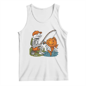 Halloween Fishing Lover Tank Top Skeleton Humor Gift TS12 White Print Your Wear