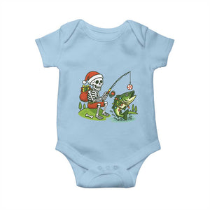Christmas Skeleton Fishing Baby Onesie Funny Holiday Gift TS12 Light Blue Print Your Wear