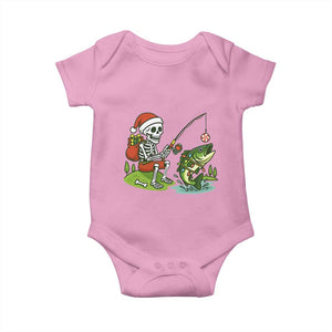 Christmas Skeleton Fishing Baby Onesie Funny Holiday Gift TS12 Light Pink Print Your Wear