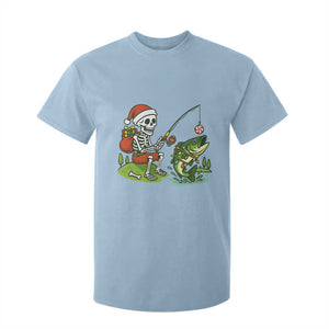 Christmas Skeleton Fishing T Shirt For Kid Funny Holiday Gift TS12 Light Blue Print Your Wear