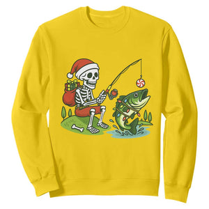 Christmas Skeleton Fishing Sweatshirt Funny Holiday Gift TS12 Daisy Print Your Wear