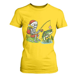 Christmas Skeleton Fishing T Shirt For Women Funny Holiday Gift TS12 Daisy Print Your Wear