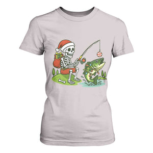 Christmas Skeleton Fishing T Shirt For Women Funny Holiday Gift TS12 Ice Gray Print Your Wear