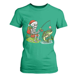 Christmas Skeleton Fishing T Shirt For Women Funny Holiday Gift TS12 Irish Green Print Your Wear
