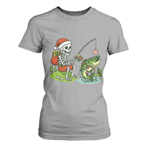 Christmas Skeleton Fishing T Shirt For Women Funny Holiday Gift TS12 Sport Gray Print Your Wear