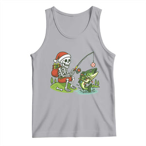 Christmas Skeleton Fishing Tank Top Funny Holiday Gift TS12 Athletic Heather Print Your Wear