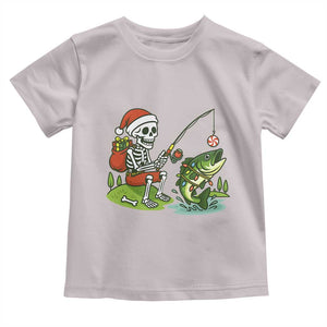 Christmas Skeleton Fishing Toddler T Shirt Funny Holiday Gift TS12 Ice Gray Print Your Wear