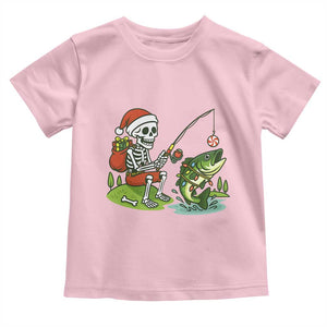 Christmas Skeleton Fishing Toddler T Shirt Funny Holiday Gift TS12 Light Pink Print Your Wear