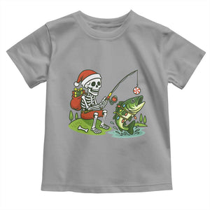Christmas Skeleton Fishing Toddler T Shirt Funny Holiday Gift TS12 Sport Gray Print Your Wear