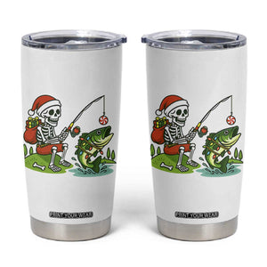 Christmas Skeleton Fishing Tumbler Cup Funny Holiday Gift TS12 White Print Your Wear