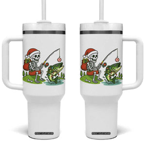Christmas Skeleton Fishing Tumbler With Handle Funny Holiday Gift TS12 One Size: 40 oz White Print Your Wear