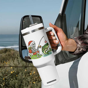 Christmas Skeleton Fishing Tumbler With Handle Funny Holiday Gift TS12 Print Your Wear