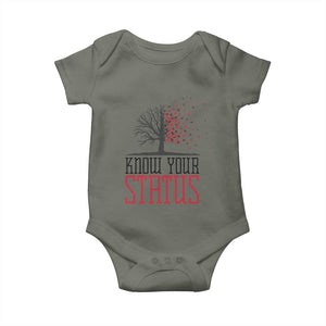 HIV Awareness Month Baby Onesie Know Your Status Prevention Support Gift TS12 Military Green Print Your Wear