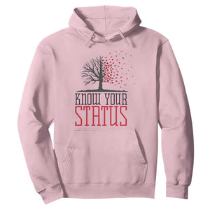 HIV Awareness Month Hoodie Know Your Status Prevention Support Gift TS12 Light Pink Print Your Wear