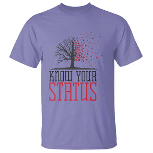 HIV Awareness Month T Shirt Know Your Status Prevention Support Gift TS12 Violet Print Your Wear