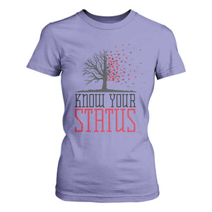 HIV Awareness Month T Shirt For Women Know Your Status Prevention Support Gift TS12 Violet Print Your Wear