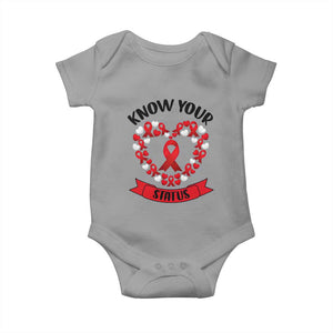 Know Your Status Red Ribbon HIV AIDS Awareness Support Month Gift Baby Onesie TS12 Sport Gray Print Your Wear