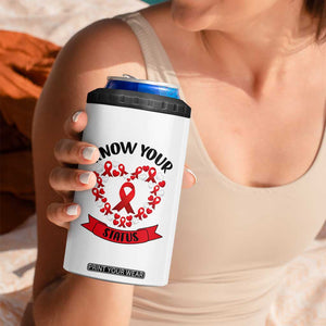 Know Your Status Red Ribbon HIV AIDS Awareness Support Month Gift 4 in 1 Can Cooler Tumbler TS12 Print Your Wear