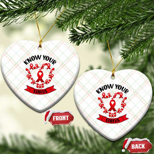 Know Your Status Red Ribbon HIV AIDS Awareness Support Month Gift Ceramic Ornament TS12 Print Your Wear