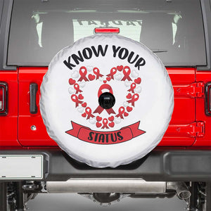 Know Your Status Red Ribbon HIV AIDS Awareness Support Month Gift Spare Tire Cover TS12 White Print Your Wear