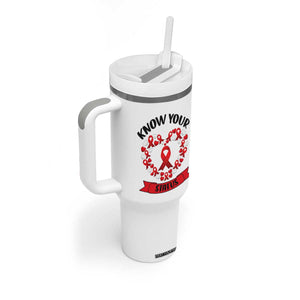 Know Your Status Red Ribbon HIV AIDS Awareness Support Month Gift Tumbler With Handle TS12 Print Your Wear