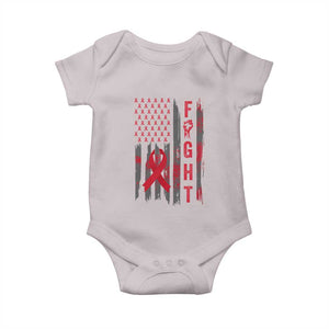 Fight For A Cure HIV AIDS Awareness Baby Onesie Patriotic Red Ribbon Gift TS12 Ice Gray Print Your Wear