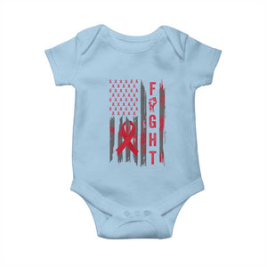 Fight For A Cure HIV AIDS Awareness Baby Onesie Patriotic Red Ribbon Gift TS12 Light Blue Print Your Wear