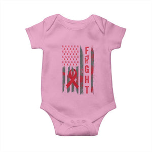 Fight For A Cure HIV AIDS Awareness Baby Onesie Patriotic Red Ribbon Gift TS12 Light Pink Print Your Wear