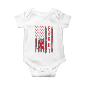 Fight For A Cure HIV AIDS Awareness Baby Onesie Patriotic Red Ribbon Gift TS12 White Print Your Wear