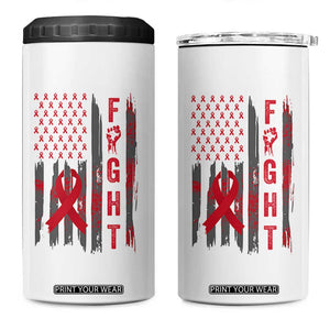 Fight For A Cure HIV AIDS Awareness 4 in 1 Can Cooler Tumbler Patriotic Red Ribbon Gift TS12 One Size: 16 oz White Print Your Wear