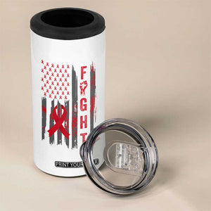 Fight For A Cure HIV AIDS Awareness 4 in 1 Can Cooler Tumbler Patriotic Red Ribbon Gift TS12 Print Your Wear