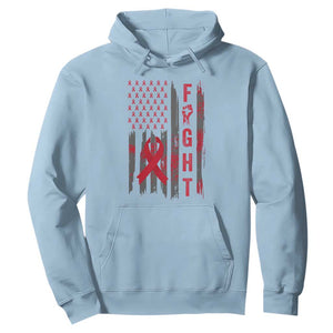 Fight For A Cure HIV AIDS Awareness Hoodie Patriotic Red Ribbon Gift TS12 Light Blue Print Your Wear