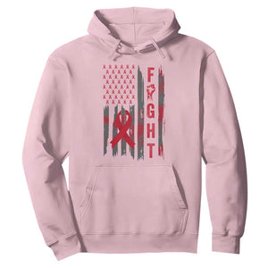Fight For A Cure HIV AIDS Awareness Hoodie Patriotic Red Ribbon Gift TS12 Light Pink Print Your Wear