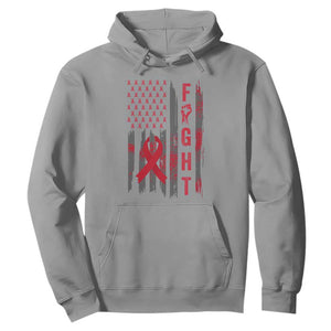 Fight For A Cure HIV AIDS Awareness Hoodie Patriotic Red Ribbon Gift TS12 Sport Gray Print Your Wear