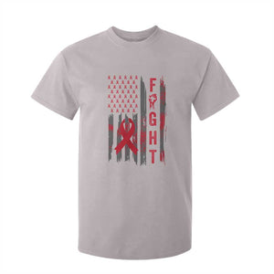 Fight For A Cure HIV AIDS Awareness T Shirt For Kid Patriotic Red Ribbon Gift TS12 Ice Gray Print Your Wear