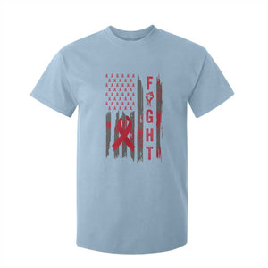 Fight For A Cure HIV AIDS Awareness T Shirt For Kid Patriotic Red Ribbon Gift TS12 Light Blue Print Your Wear